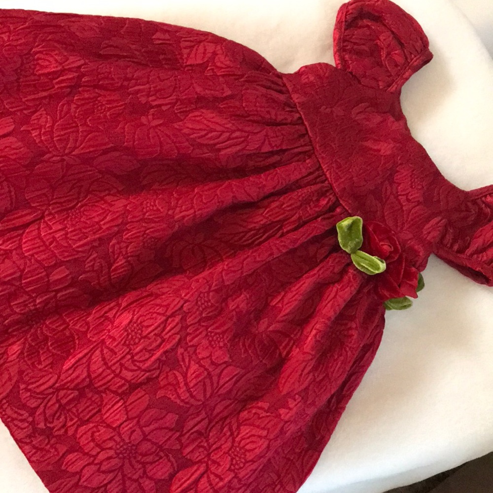 Laura Ashley Red Brocade Girls Dress - 24M